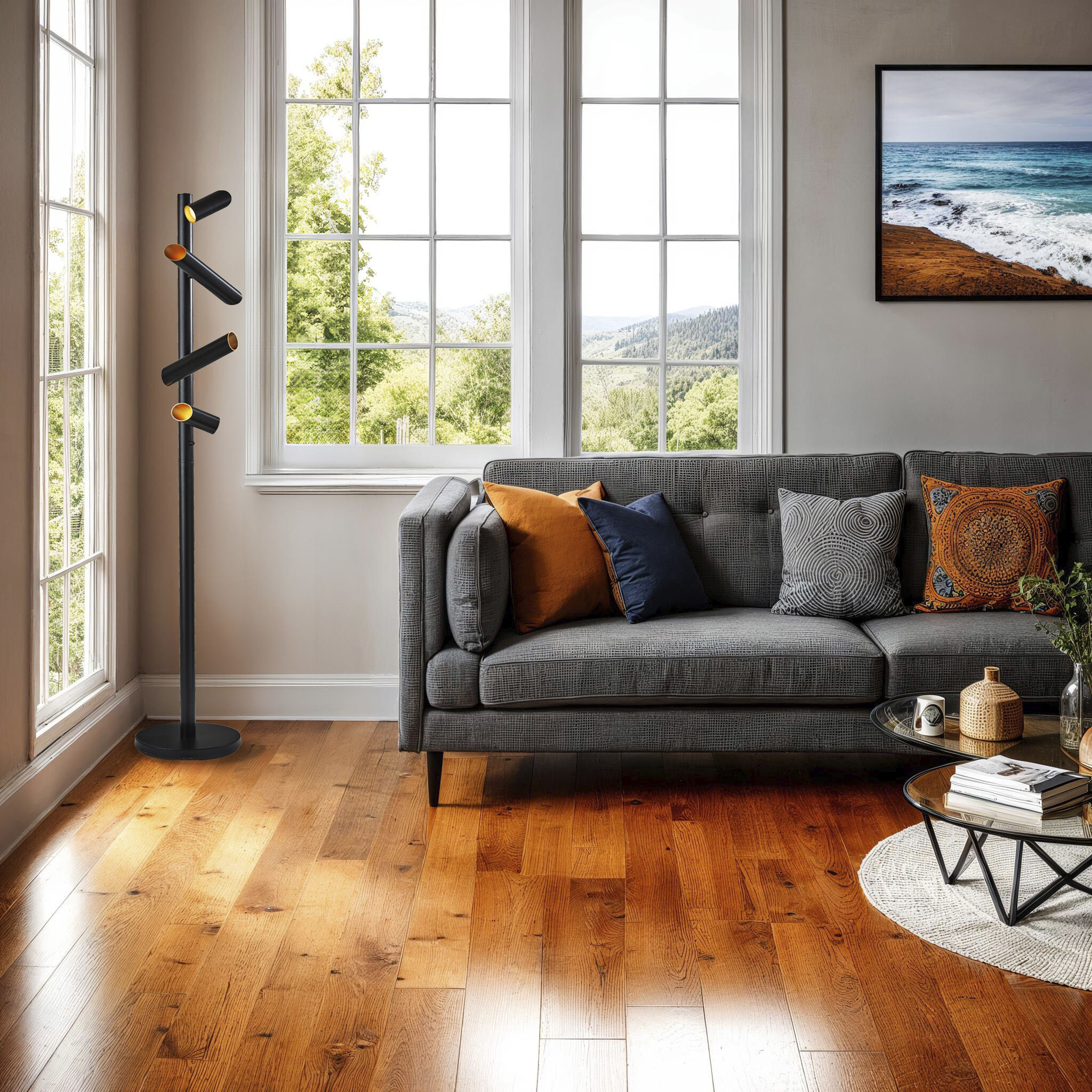 Tyler 72 inch 5 watt Black LED Floor Lamp Portable Light